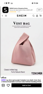 حقيبة يد محبوكة وردية – تصميم Vest Bag كاجوال - الصورة 6
